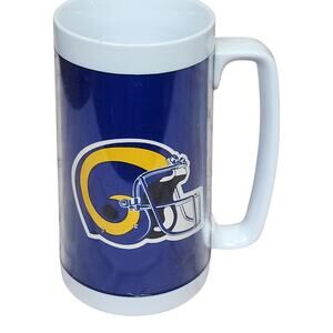 Vintage 1976 LA RAMS NFL Thermo-Serv Insulated Coffee Mug Made In USA
